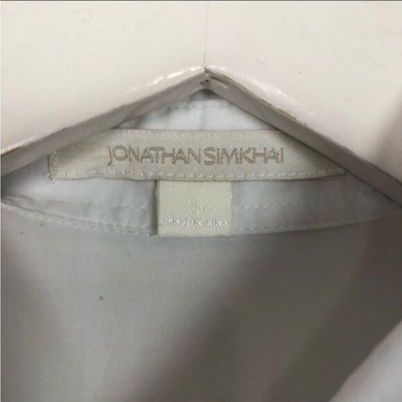 Jonathan Simkhai Cutout Trim Shirt Dress Size Small White Sleeveless Pop… - Picture 5 of 11